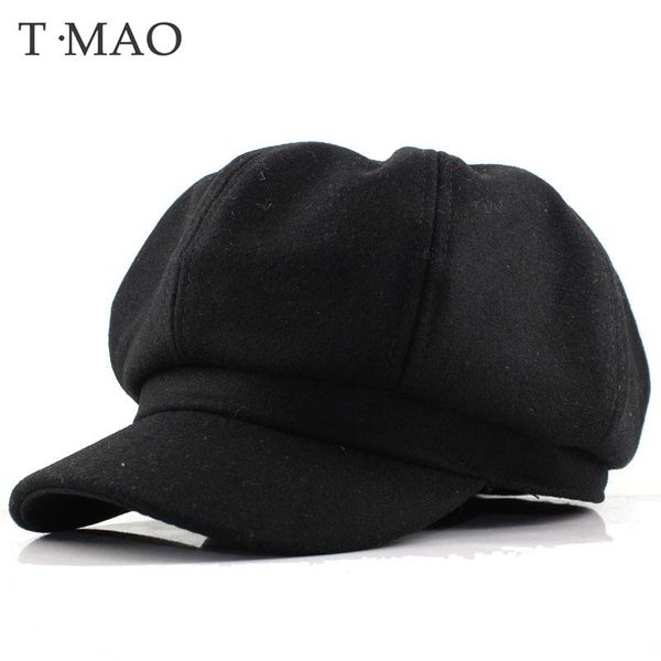 

berets t-mao women girl beret wool winter beanie hat men's caps vintage plain hats solid color elegant lady capsberets, Blue;gray