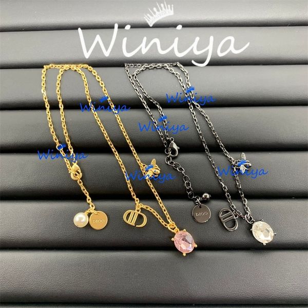 

20% off 2022 jewelry family necklace new letter oval pearl clavicle chain temperament simple fashion necklace, Black