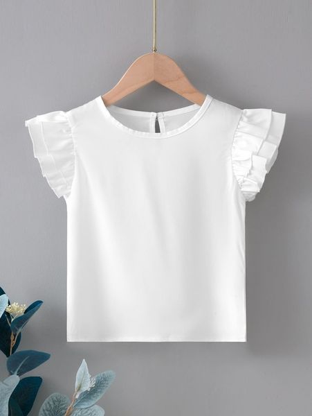 

toddler girls butterfly sleeve keyhole back blouse she, White;black