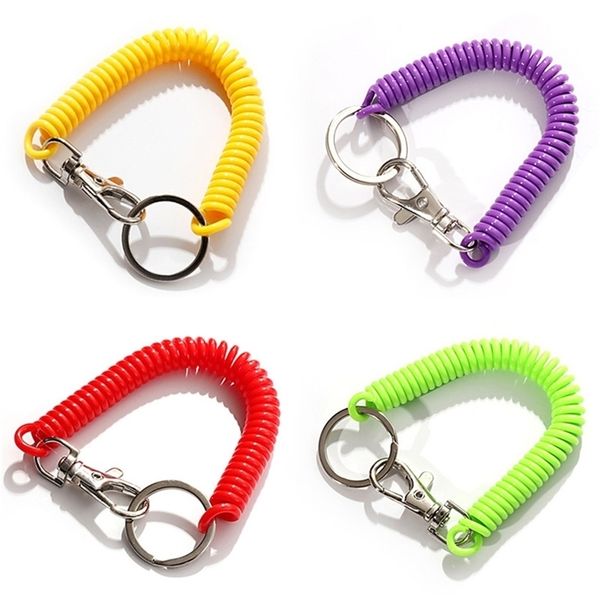 

lobster clasp hook spring stretchy coil keyring keychain swivel clips key hooks anti lost phone 220623, Silver