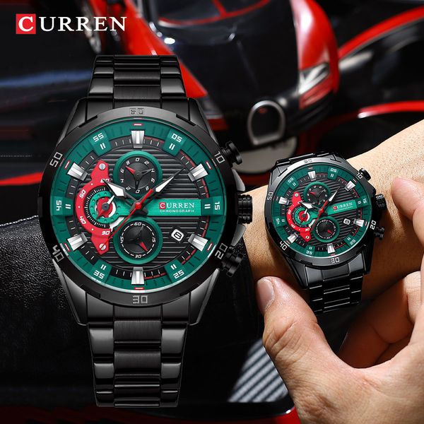 

curren luxury business dial luminous chronograph quartz watch men fashion sport waterproof stainless steel men watch
