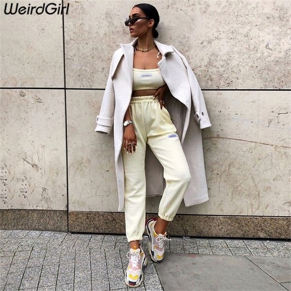 

weirdgirl women casual pants full length solid color high waist female trousers stretched home street wear new autumn t200223, Black;white