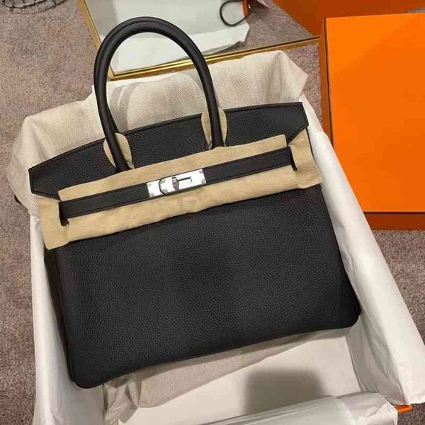 

birkins handbag high end platinum imported cowhide lychee pattern leather portable womens 25 30cm manual honey wax line
