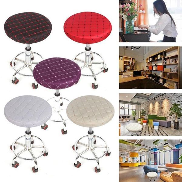 Fundas para sillas de Bar, funda redonda para taburete, funda protectora de tela de algodón, asiento elástico para dentista, peluquería, fundas para el hogar, silla