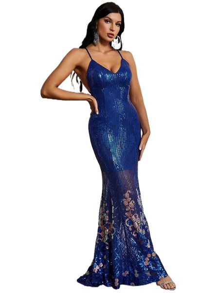 

criss-cross tie backless sequin formal dress e3oz#, Black;gray