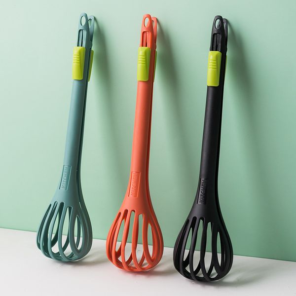 Utensili da cucina 1Pc Multi-Funzione Frusta a 3 colori Frullino per le uova manuale Pinze per alimenti in nylon Noodle Insalata Clip per pane Mixer Accessori per la cottura in cucina Utensili da cucina