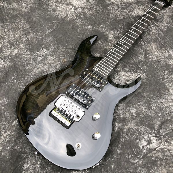 

new glossy black flame maple 6 string solid electric guitar,real ps,in stock