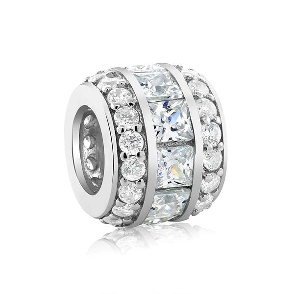 

charm bracelets 925 sterling sier cubic zirconia 12x9mm bead amsoa, Golden;silver