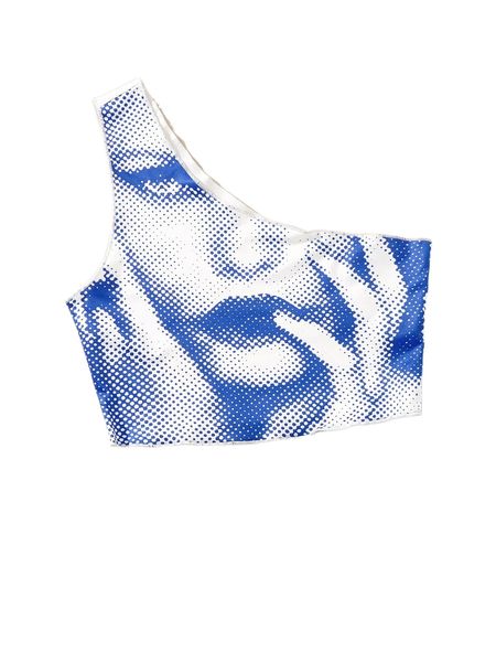 

abstract figure graphic one shoulder u8go#, White