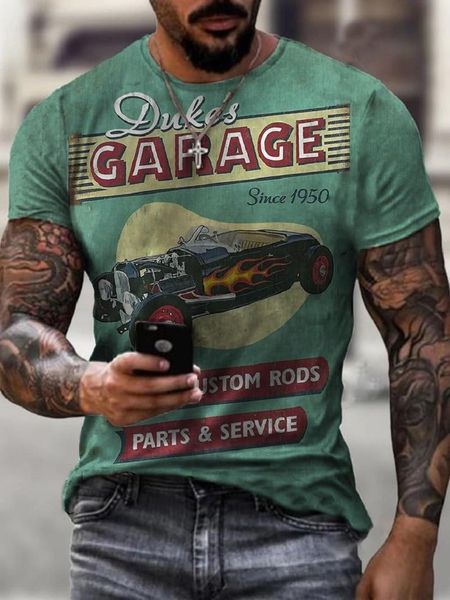 

men's t-shirts 3d digital printing short-sleeved t-shirt men's 2022 summer retro industrial wind loose breathable oversized o-nec, White;black