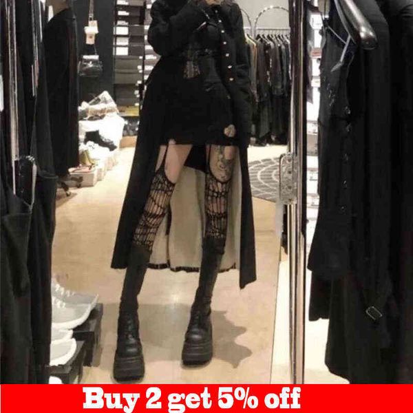 

gothic dark long fishnet stockings women harajuku alternative mesh stockings tights lingerie thigh high garters hosiery t220808, Black;white