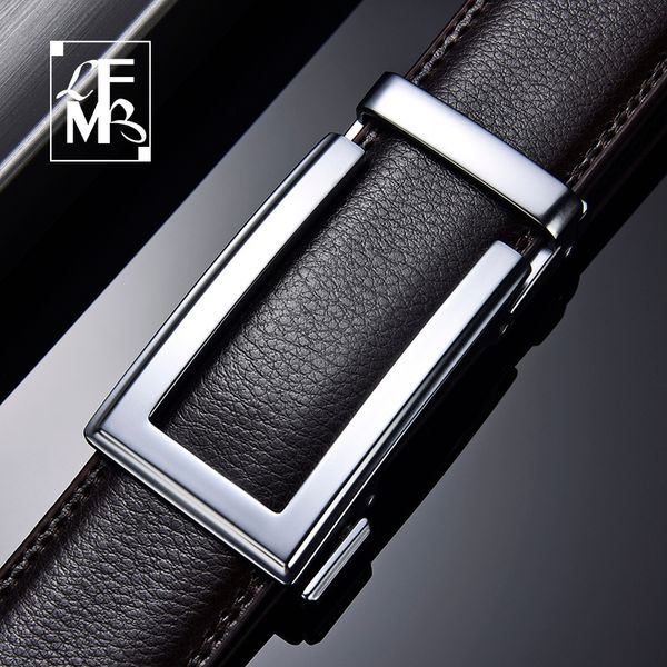 

[lfmb]cow genuine leather mens belt cowhide strap for male ratchet automatic buckle s men brand brown body 220411, Black;brown