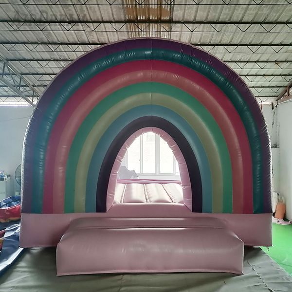 

moonwalk commercial bounce house inflatable rainbow bouncer pvc outdoor bouncy jumping castle pink small white mini for kids with blower