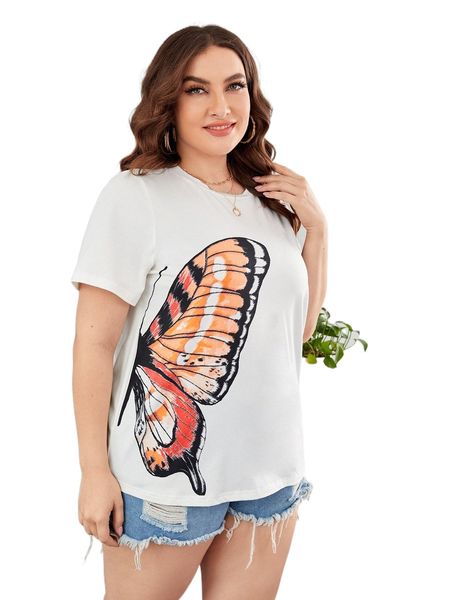 

plus butterfly print tee 58kt#, Black