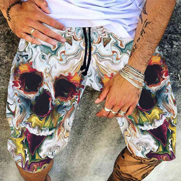 

men's shorts 2022 3d printed loose casual cotton linen tether sports capris beach pants, White;black
