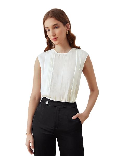 

motf premium pleated keyhole back s9fm#, White