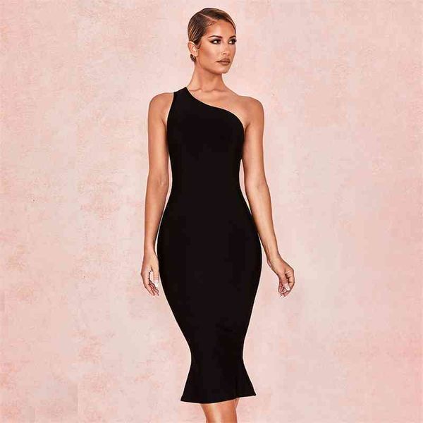 

beaukey rayon black lady one shoulder backless bandage bodycon dress elegant fishtail party dress bandage bodycon xl 210414, Black;gray