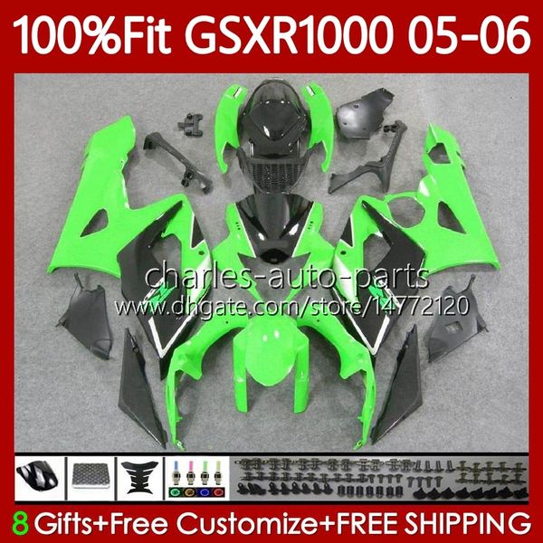 Corpi per stampi ad iniezione per SUZUKI GSXR1000 GSXR 1000 CC K5 GSX-R1000 2005-2006 Carrozzeria 122No.41 1000CC Verde nero GSXR-1000 05 06 GSX R1000 2005 2006 Kit carenatura OEM