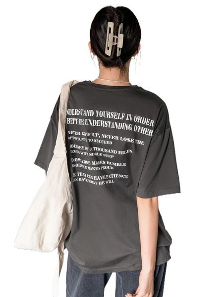 

dazy slogan graphic drop shoulder tee t985#, White