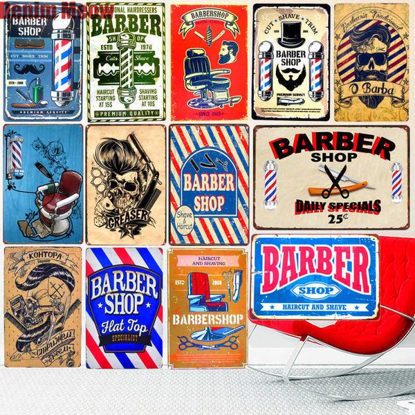 

20x30cm barber shop vintage metal tin signs bar cafe decoration plaque shop billboard haircuts wall art poster home stickers