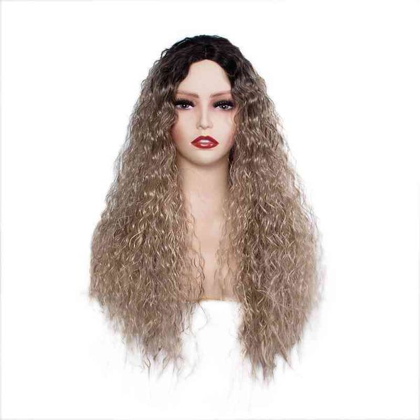 

nxy wigs long curly hair gradually changing color corn perm chemical fiber headgear xuchang 220527, Black