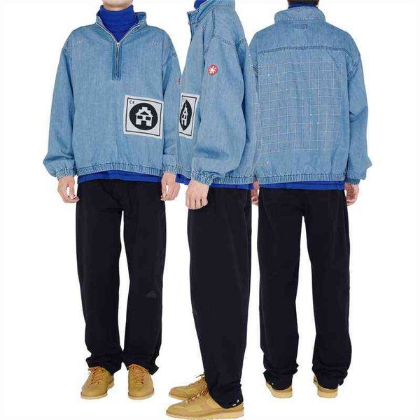 

cavempt ce 21aw bleached denim jeans vintage jacket men cav empt women coats outerwear fashion couple clothes t220728, Black;brown