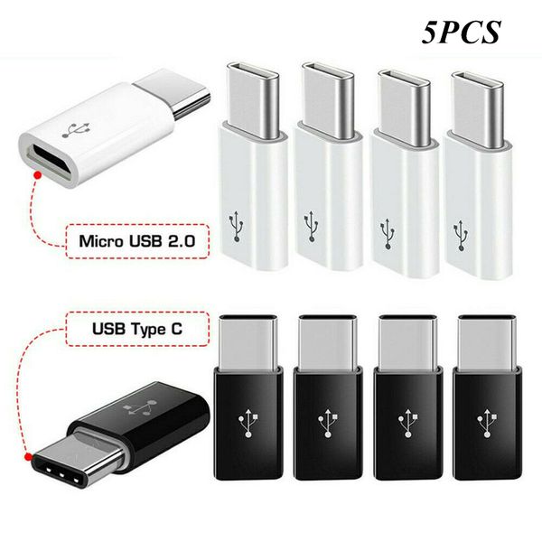 5 PC Novo Adaptador Micro USB Fêmea Para Tipo C Masculino Conversor Conector Micro-B para USB-C Adaptador de Carregamento Acessórios para Telefone