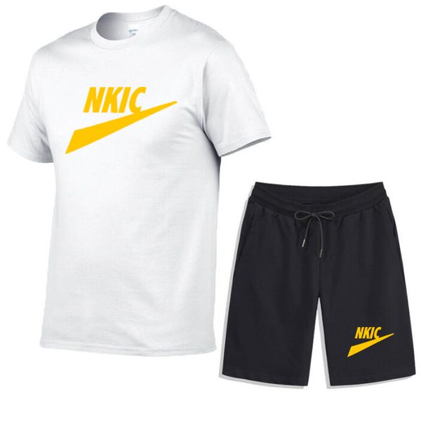 

2022 summer men casual brand logo shorts tracksuit sets trend printing t-shirt + shorts 2-piece suit fashion sportswear high quality, Gray