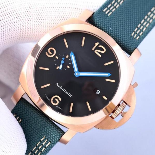 

u1 mens automatic mechanical watches 47mm dial gold color leather belt 316l fine steel case luminous calendar watch, Slivery;brown