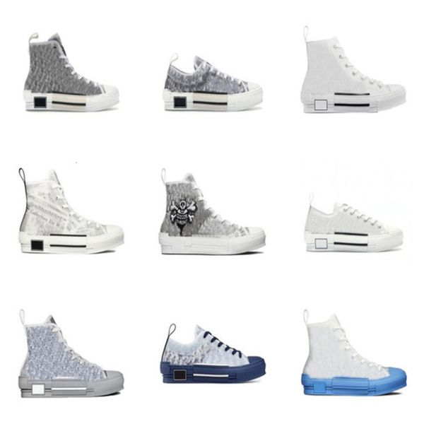 

authentic b23 high sneakers oblique outdoor shoes men women technical fabric platform low transparent letters calfskin trainer3112