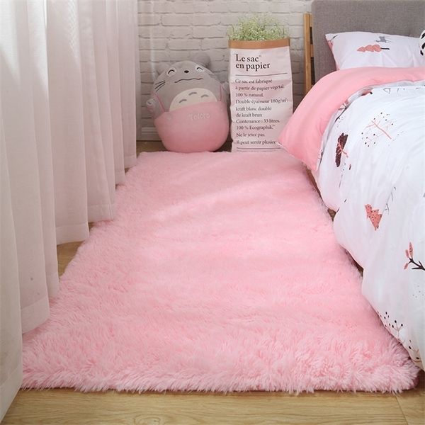 Rosa Teppich für Mädchen zottelige Kinderbodenboden weiche Matte Wohnzimmer Dekoration Teen Toormat Nordic Red Fluffy große Teppiche 220811