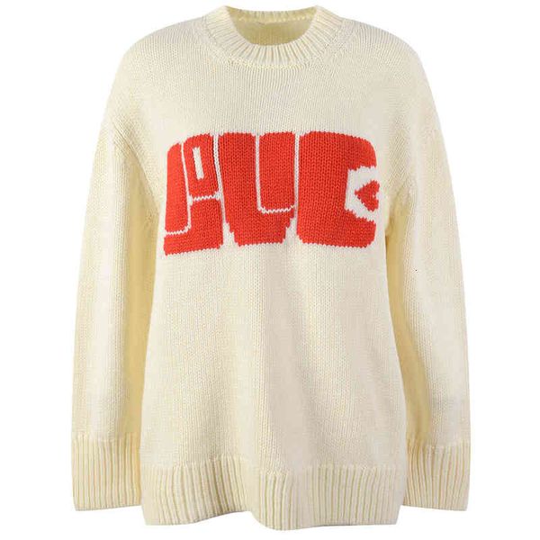 

women's knits tees round neck red letter sweater long sleeve loose fashion french autumn winter gsyu, White