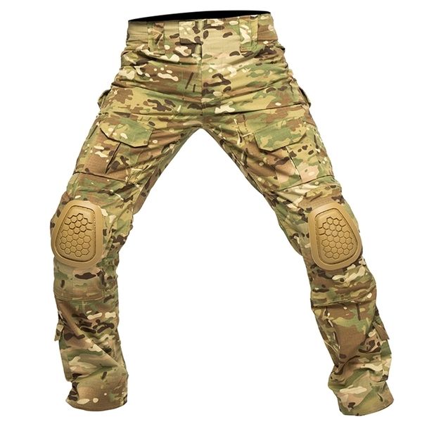 Mege Marca Militar Militar Tactical Camuflagem Calças de Carga dos EUA Combate de Engrenagem de Paintball dos EUA Com Joelho Pads Airsoft Roupas 220325