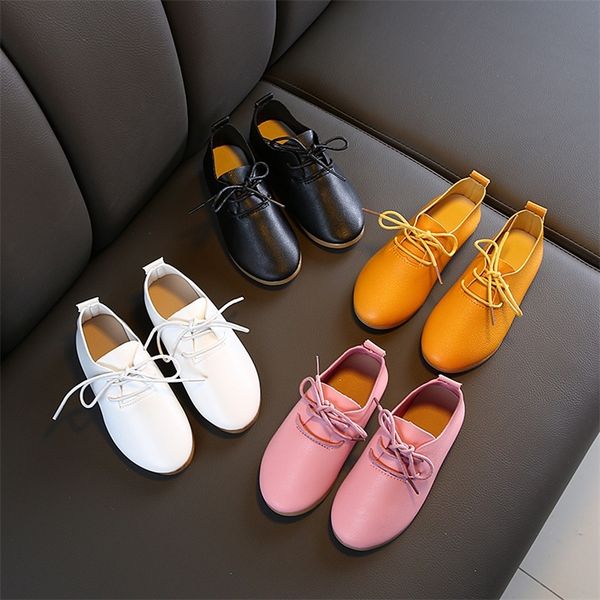 Nice Toddler Little Girl Leather Shoes Formal Boys School Student Lace Up Abiti da sera per bambini Baby D02153 220525