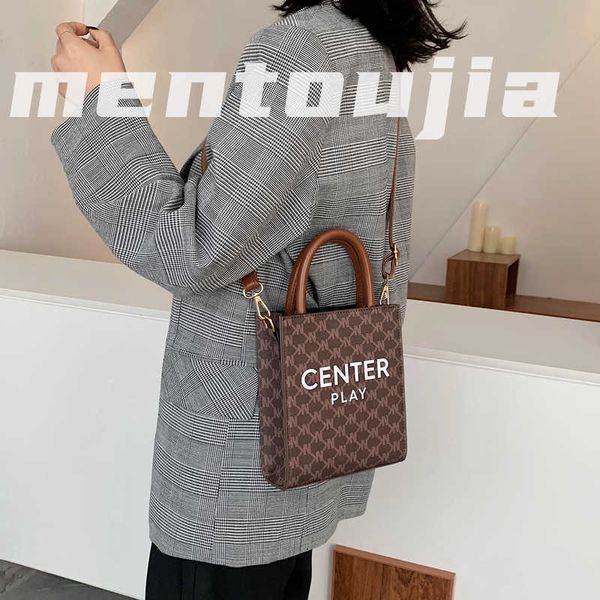 

mentou home bag 2021 new fashion simple letter color matching portable small square bag, minority design, single shoulder diagonal bag