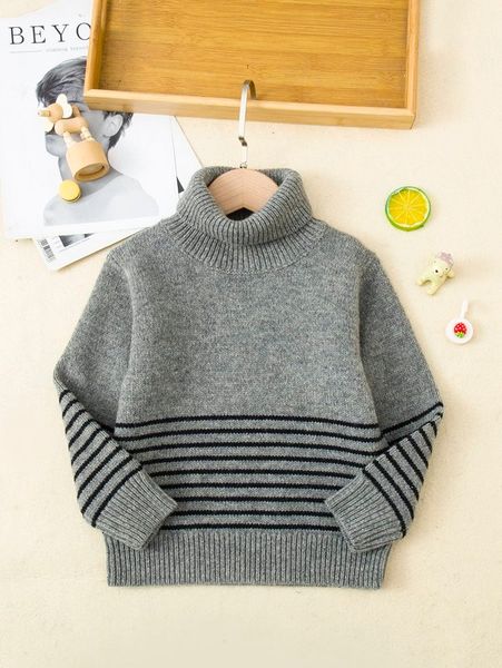 

toddler boys striped pattern turtleneck sweater she01, Blue