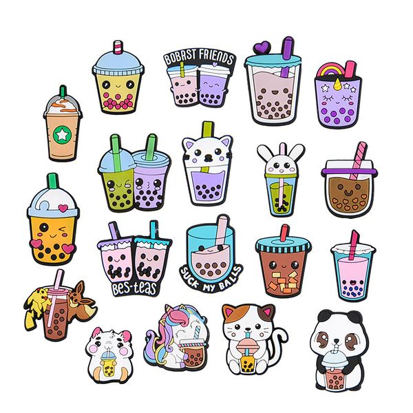 

pvc milk tea croc charms mexican drink shoe deocration buckle clog charms pins accessories, White;pink