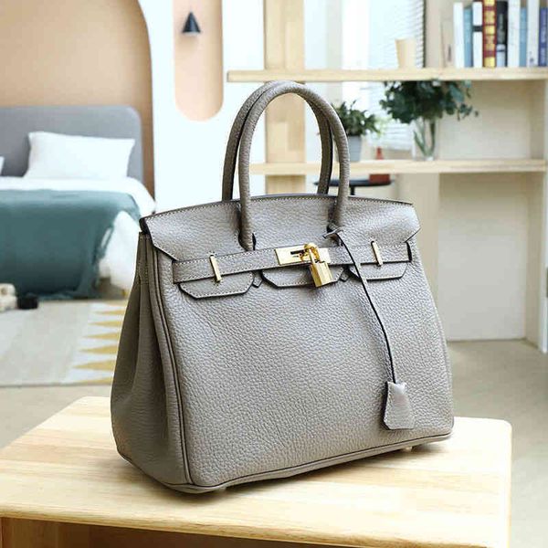 

luxury classic handbags birkinss inside and outside genuine leather platinum bag women's is also the first layer of cowhide high-grade