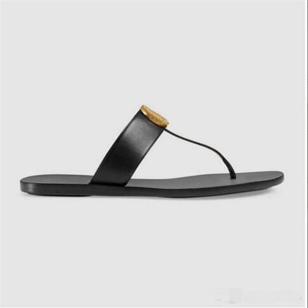 

men women slippers slide sandals designer shoes luxury summer fashion wide flat slippery with thick slipper flip flops real leathe295p, Black