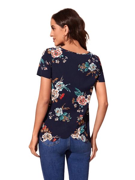 

emery rose round neck floral print x2mm#, White