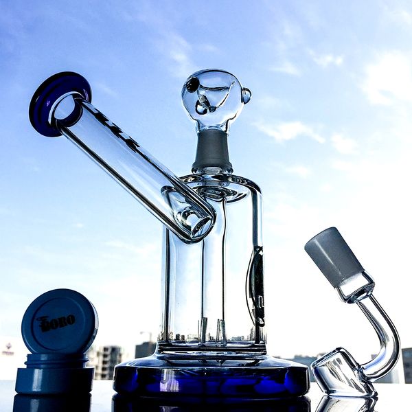 Pronto para enviar asiolas sidecar Gongueiros retos Tubo Perc Bongs de vidro Mini Dab Rigs Rig Bubblers de vidro Tanque grosso fumando com tigela DGC1258