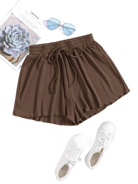 

knot waist solid shorts 36bx#, White;black