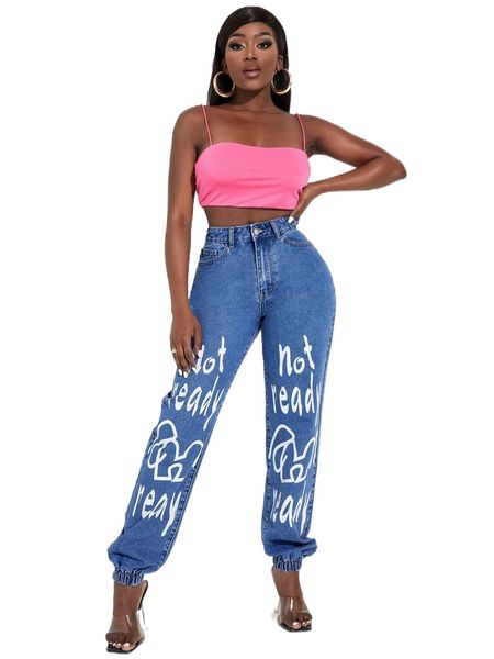 

sxy slogan graphic button front jogger t4ns#, Blue