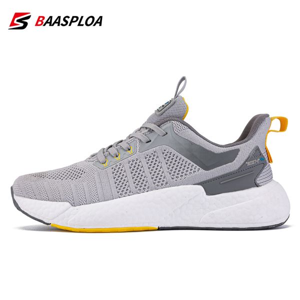 

baasploa men sneaker comfortable knit walking shoes breathable fashion anti slip shock absorbing casual 220718, Black