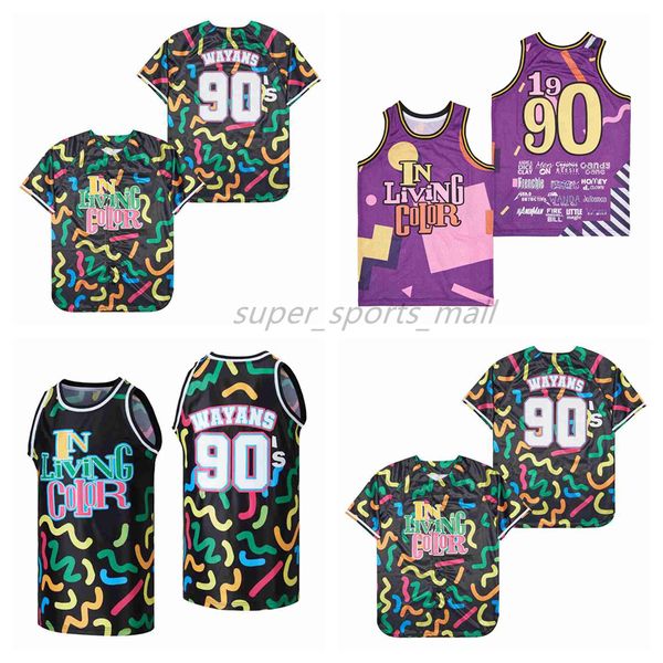

movie basketball jerseys 90# in living color wayans jersey, Black;red