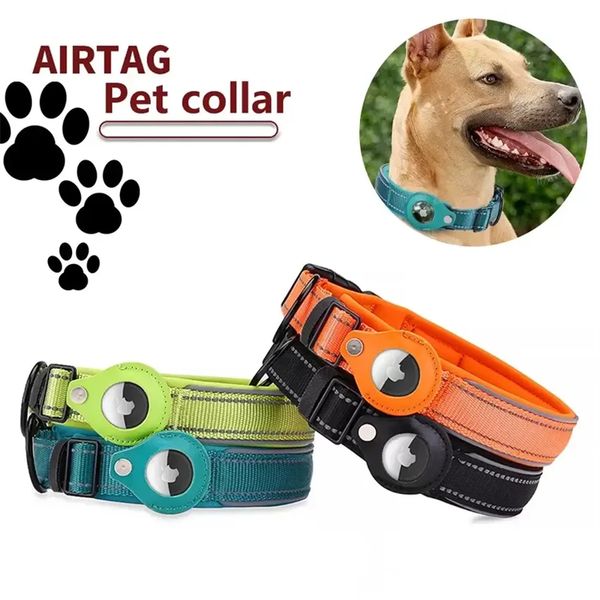 Caixa de proteção de couro de colarinho de estimação para AirtaG GPS Finder Dog Cat Polyster Loop Solder para Apple Locator Tracker Slide no atacado da manga