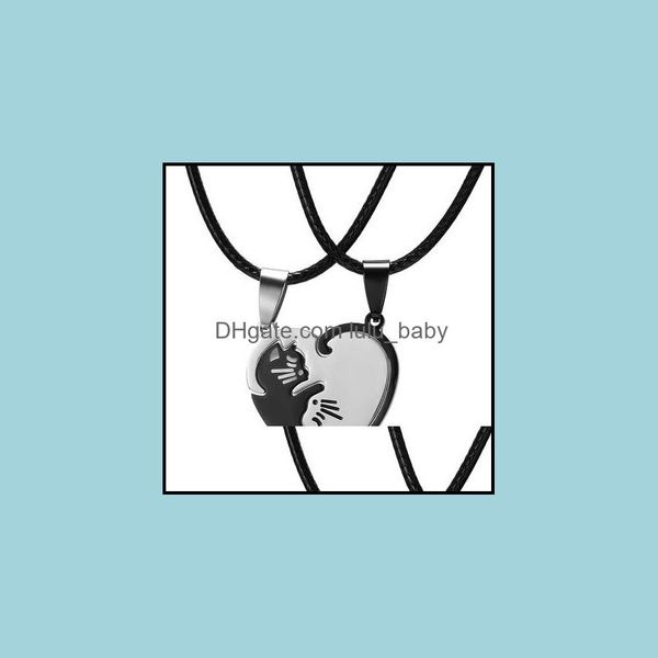

pendant necklaces animal black white cat stitching necklace simple friendship gift heart shape gold cute co baby dhojn, Silver