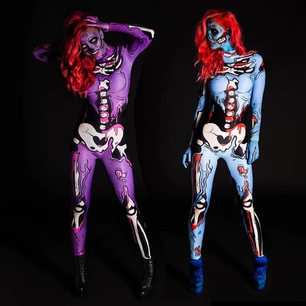 Damen Jumpsuits Strampler Gruseliger 3D-Strampler für den Halloween-Kostümball