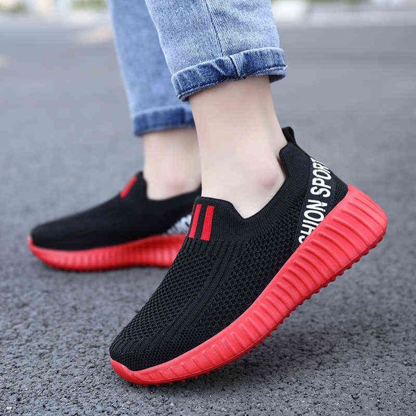 

summer kids running shoes boys breathable slip on casual shoes children fashion lightweight sport sneakers girl tenis sneakers y220510, Black;red