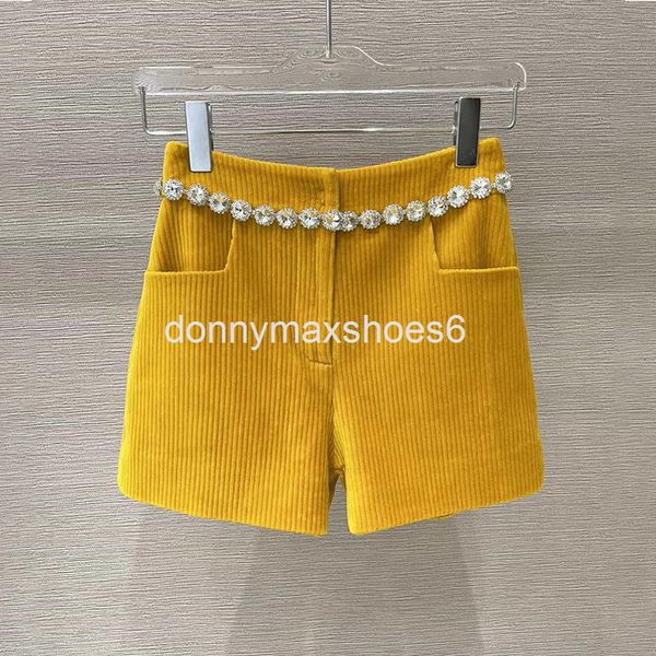 

casual dresses special diamond inlaid corduroy straight pants 21 spring and summer design sense celebrities versatile slim high waist shorts, Black;gray